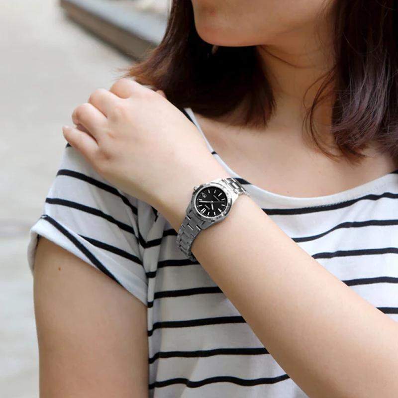 Casio Simple Fashion Waterproof Quartz Movement Stainless Steel Strap Japanese and Korean Watch Women's Watch Black Dial LTP-1215A-1A2