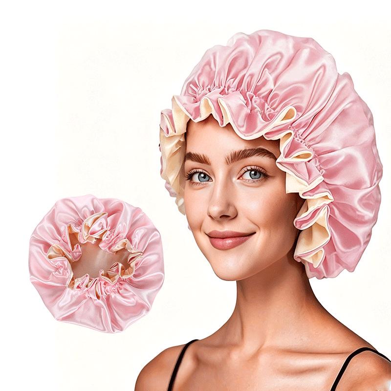Double-layer Satin Lace Nightcap - Silk Imitation Hair Protection Cap