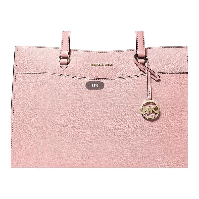 Michael Kors Jet Set Seyahat Metal Marka Logosu Saffiano Deri Tote Çanta Tote Çanta Alışveriş Çantası El Omuz Çantası Büyük Kadın Açık Pembe