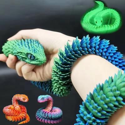 3D Printed Snake Movable Joint Fidget Toy Figurine Simulation Snake Office Desktop Ornament  New Year Gifts Crafts Gift