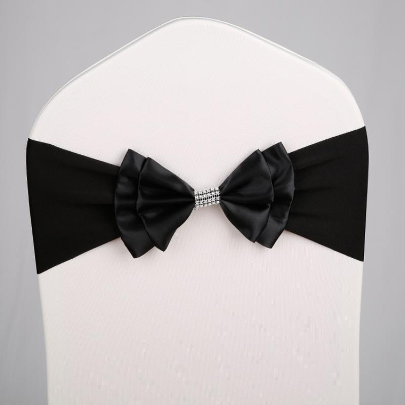 Spandex Chair Sash Sophisticated Wedding Chair Sash Satin Chair Ribbon Multifunctional Double Layer Bow Tie For Banquets Halls