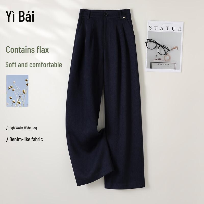 Women s Summer Linen Blend Wide-Leg Casual Pants L