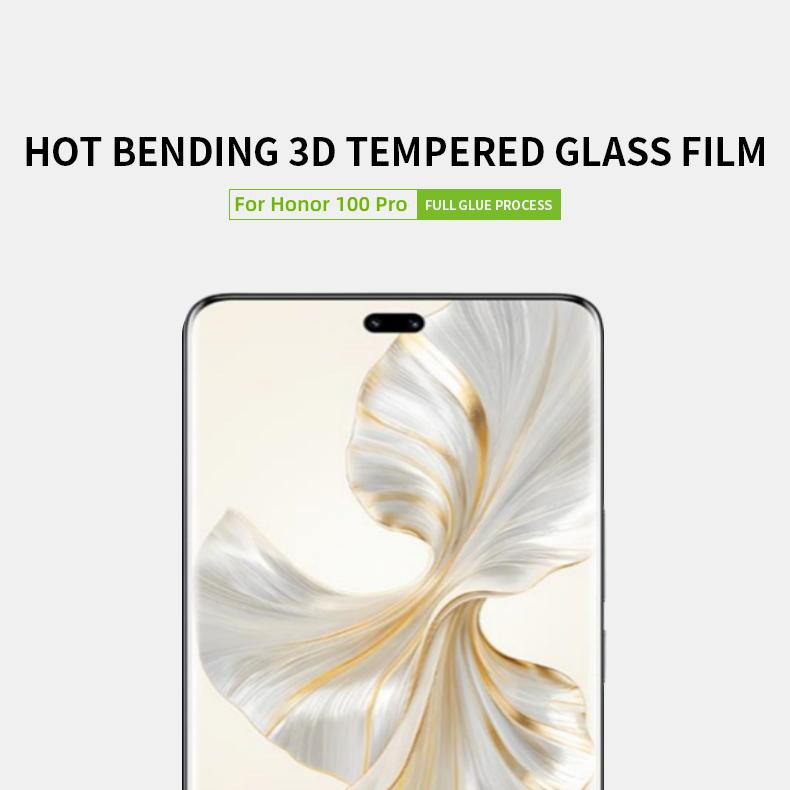 PINWUYO For Honor 100 Pro 5G Screen Protector 3D Hot Bending Ultra Clear Tempered Glass Film