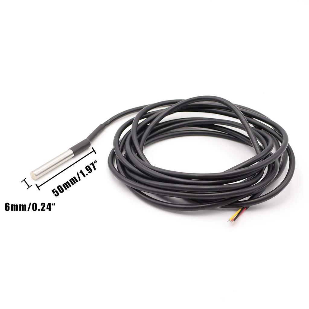 TWTADE 3Pcs DS18B20 3M Temperature Sensor Waterproof Stainless Steel Temperature Range (-55℃~ +125℃) 6mm Temperature Probe Sensor for Arduino