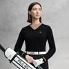 FILA Golf Series Fashion Simple Personality Casual Sports Pullover Long Sleeve Knitted Sweater Women sweater Deep-Black A11W545412FBK