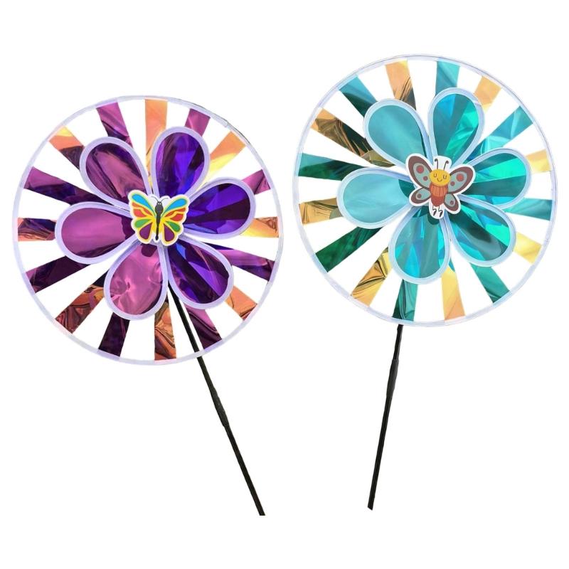 

2pcs Windmill Toy Plastic Pinwheel Wind Spinner Toy for Children Outdoor Play Party Favor Backyard Garden Decoration 1