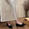 Inner height increase gentle square head bow single shoes new fashion temperament bridesmaid shoes light mouth small leather shoes