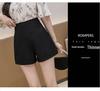 2024 Women's High-Waist A-Line Black Suit Shorts - Spring to Autumn Wear, Loose, Slimming, Wide-Leg