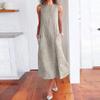 Abito Midi Estivo a Strisce Stampate Moda Vacanze Elegante Senza Maniche Casual Ampio Comodo Tasca Abito Lungo