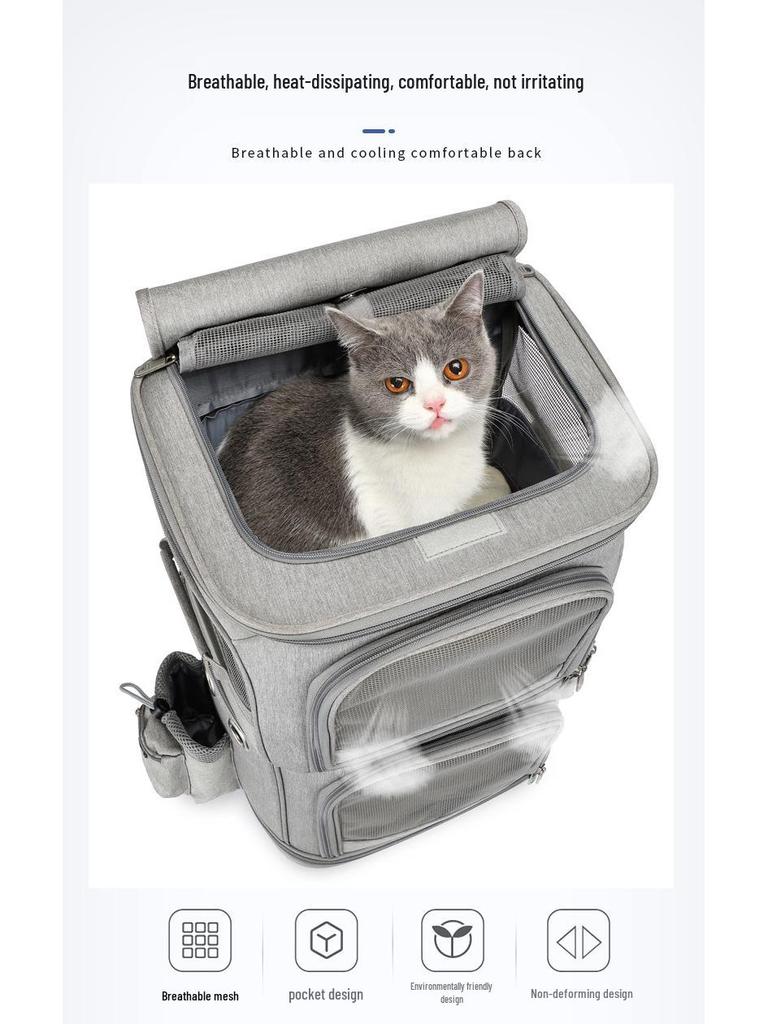 Hanbang Doppelschichtige Faltbare Haustier-Trolleytasche mit Universalrädern für Reisen im Freien