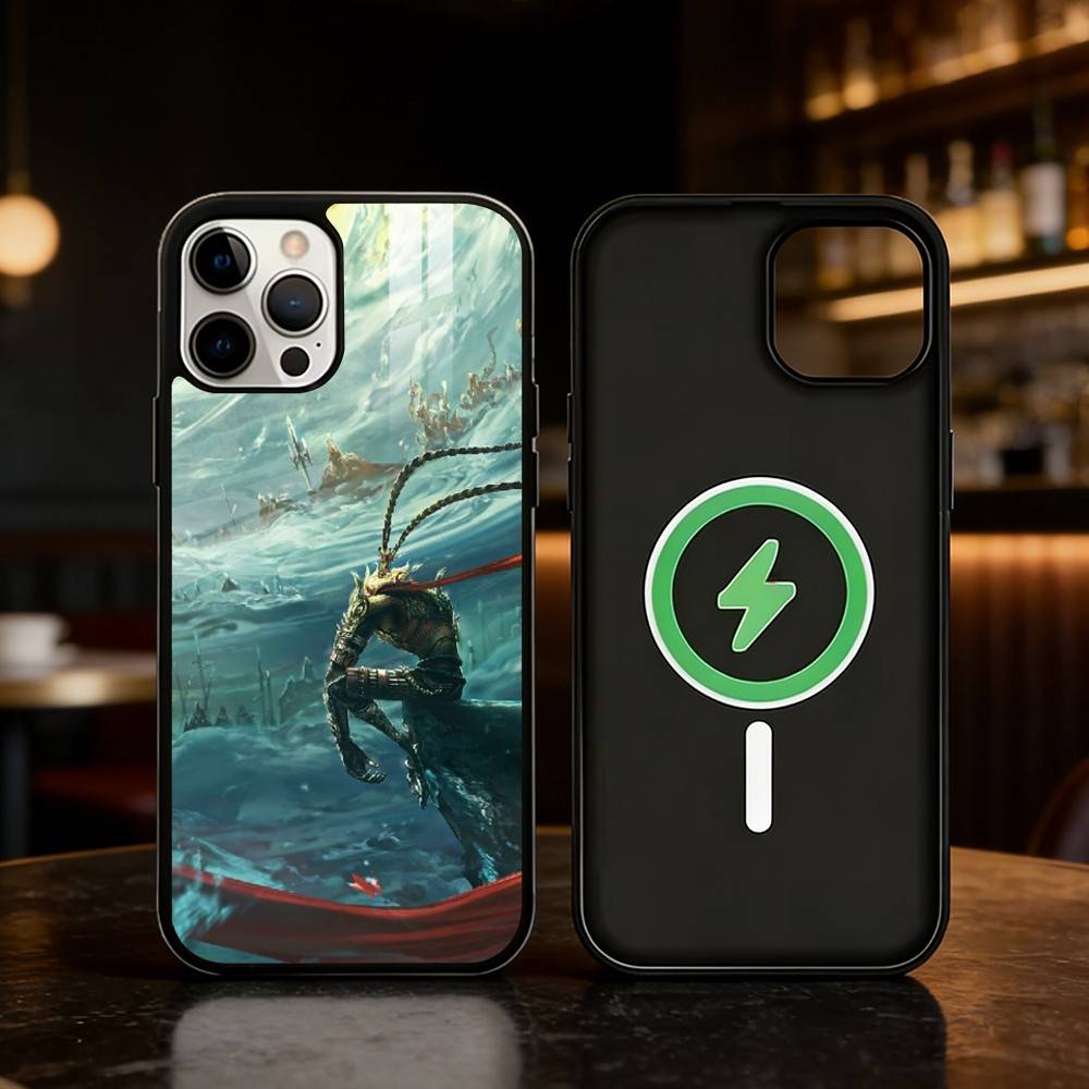 

B-Black Myth Wukong Phone Case For iPhone 17 16 15 14 13 12 Pro Max Plus for Mirror Wireless Magnetic Cover iPhone12mini