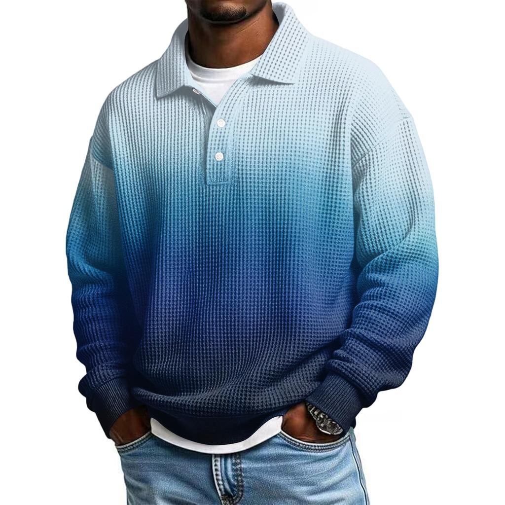 Men Casual Button Down Shirt Golf Pullover V Neck Stand Collar Fashion Fall Sweatshirt