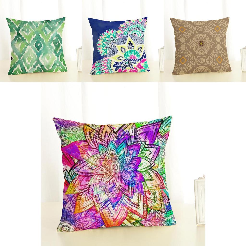Premium Geometry Painting Pillow Case New Case 45*45 Cotton Linen Throw Pillows