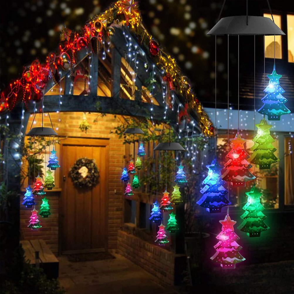 Clopoțel de Vânt Solar de Crăciun Lumină de Exterior Alimentat Solar Impermeabil LED Clopoțel de Vânt cu Schimbare de Culoare