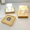 8cm Battery Operated Round Wooden WarmLight Dispaly Base Stand Holder able LED Night Lamp Base Crystal Glass Resin Art Ornaments