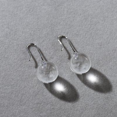 French Retro Niche Design Transparent Crystal Ear Hook Earrings Temperament Versatile Simple Cold Wind Earrings Women