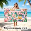 Dinosaur Theme Quick Dry Beach Towel Custom Name Text Print Large Sand Resistant Towel Beach Vacation