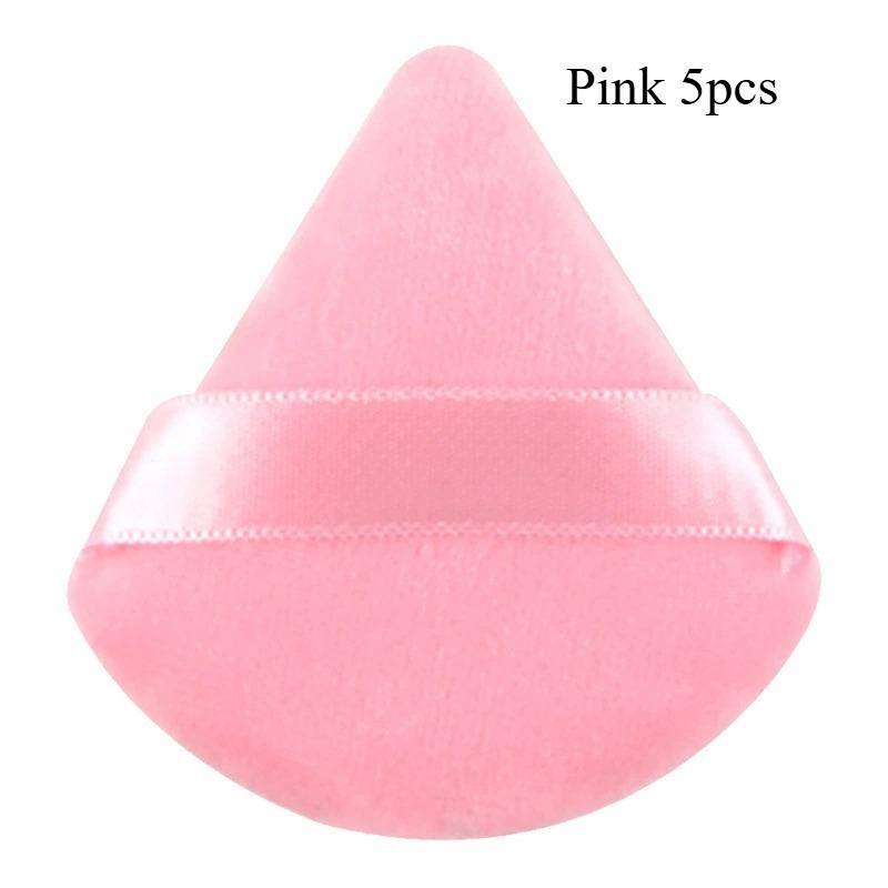 5Pcs Triangle Flocking Puff and Storage Box Dry Puff Loose Powder Puff Levero Makeup Double-sided Super Soft Powder Puff