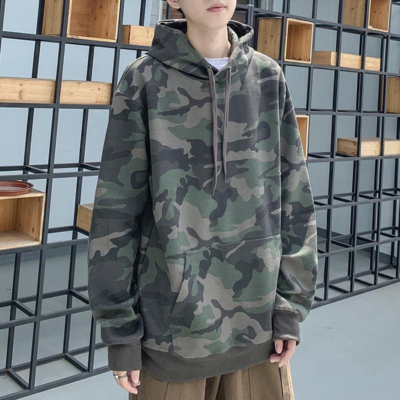 2020 Retro Harajuku Camouflage Sweatshirt: Men's Loose Korean Style Versatile Jacket