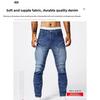 Jeans in stile motociclista da uomo, moda street europea, jeans skinny elasticizzati slim-fit, jeans dritti da uomo