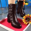Autumn and Winter Mid-help Velvet Warm Fashion Versatile Soft-soled Cotton Boots Women's Boots Soft Leather Short Boots New Medium Tube Martin Boots
