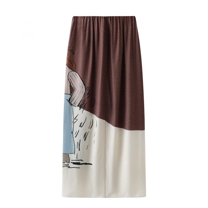 Spring 2026 Color Block Cartoon Print Midi Skirt - In Stock (2K1SB47)