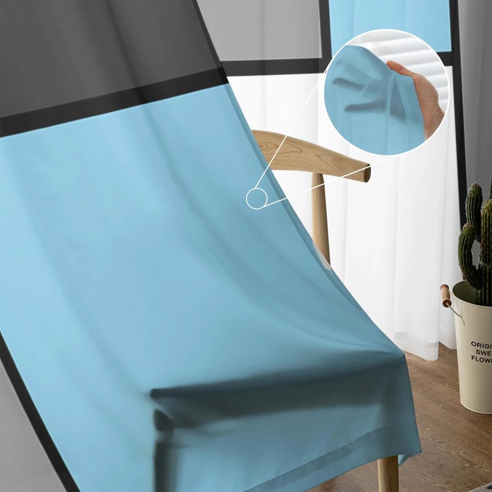 Geometrische Figuren Himmelblau Abstrakte Gardinen für Wohnzimmer Dekoration Fenster Vorhang Küche Tüll Voile Organza Vorhänge