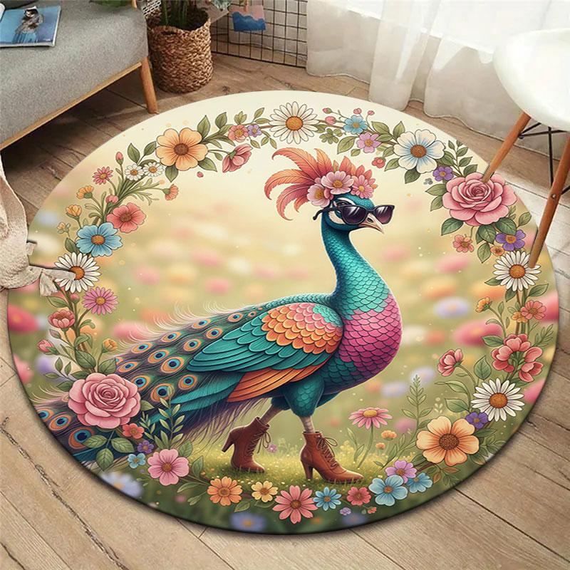 Colorfulbirds Round Area Rug,Carpet Rug for Living Room Bedroom Sofa Playroom Decor,Non Slip Floor Mat