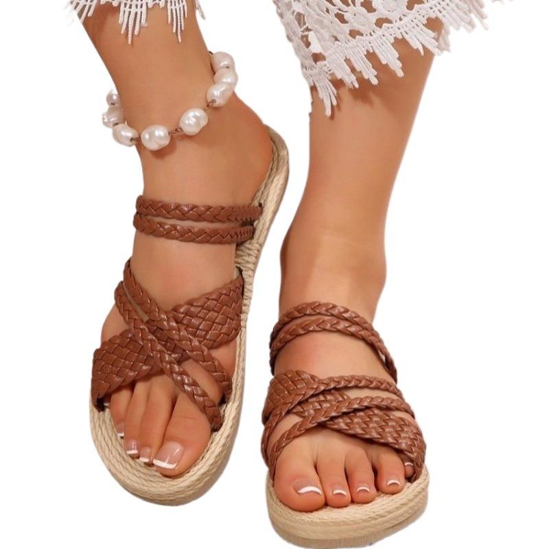 Fashion 2025 Summer New Open-Toe Women's Slippers Fashion Outdoor Plus Size Light Comfortable Casual Non-Slip Flat Slipperszapatos Mujer