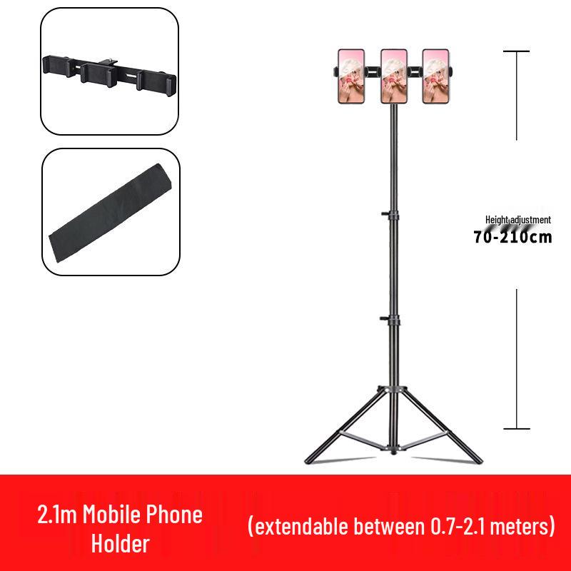 Mobile Streaming Stand with LED Fill Light and Multi-Camera Mount for Desktop and Outdoor Photography