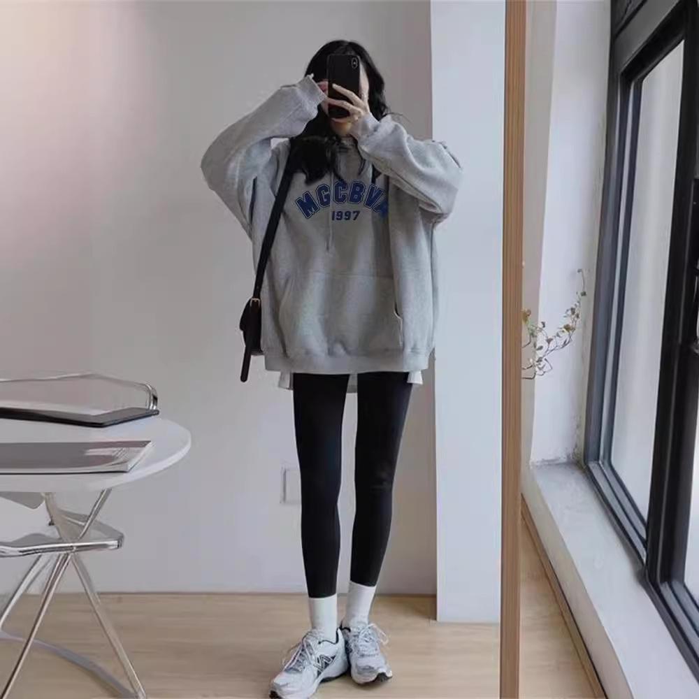 Fleece thickened autumn and winter hooded sweater women's Korean version large size fat mm jacket loose student wholesale