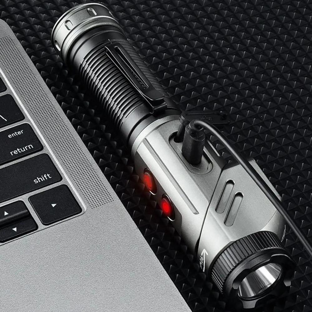 Powerful LED Flashlight Rechargeable Dual-Source Light Aluminum Alloy Adjustable Corner Outdoor Work Light with Tail Magnet
