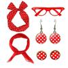 Festival Party Cosplay Set 1950s Retro Polka Dot Earrings Headband Glasses Costume