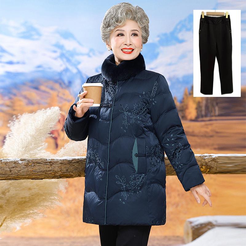 Plus-Size Mid-Length Winter Down Jacket for Elderly Women