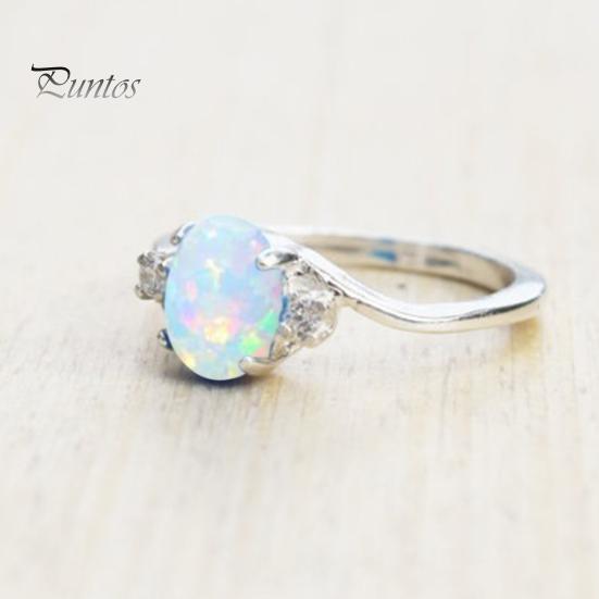 Fashion Exquisite Opal Alloy Charm Ring Women Bride Wedding Engagement Jewelry