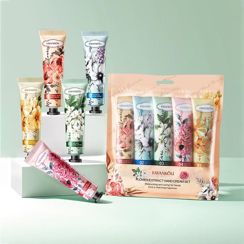 5 Paket Flower Essence El Kremi Serisi Nemlendirici ve Nemlendirici Sonbahar ve Kış Kuru ve Çatlak Onarıcı El Kremi