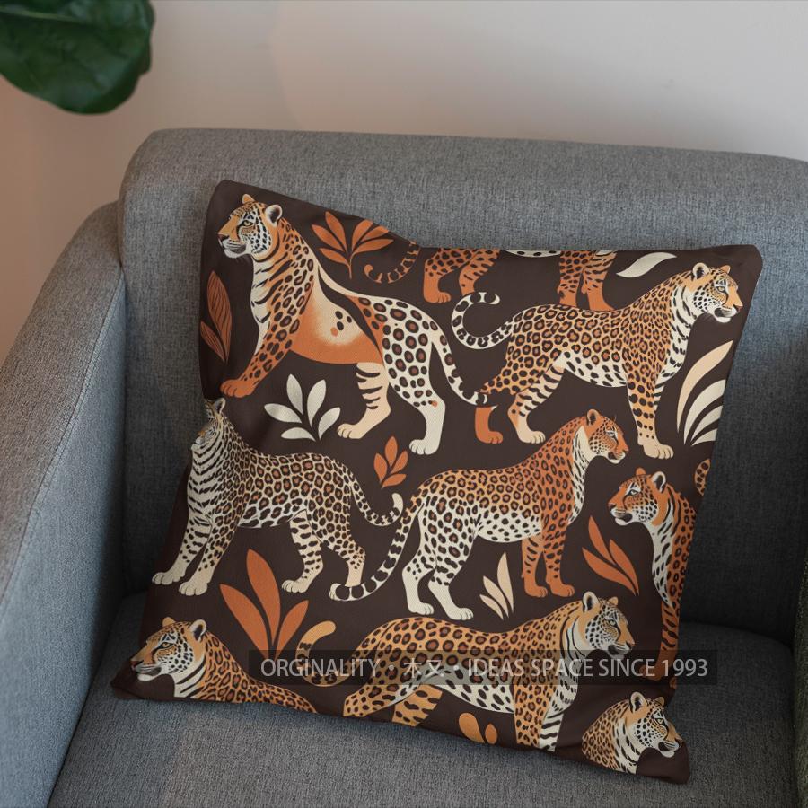 2D Colorful Leopard-Print Pillow For Decor Pattern Cushion Cover Suitable For Sofa Bedroom Car Pillow Cover