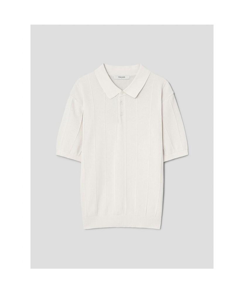 8seconds Cool Touch Textured Collar Short Sleeve Knit Ivory