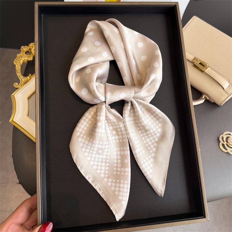70Cm Red Dot Printed Scarf Women's Spring and Summer Polyester Fiber Scarf Fashion Versatile Clothes Bag Accessories Scarfs