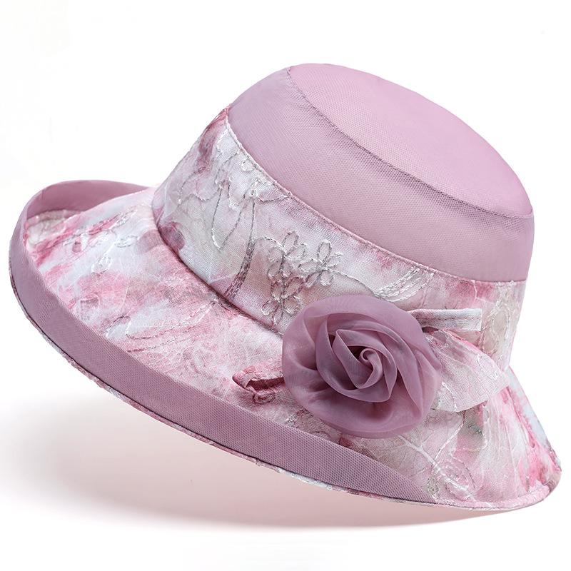 

Summer Hats For Women Flower Thin Bucket Hat Breathable Casual Sun Hat Sunshade Sunhat Mother Gift 56-58cm розовый