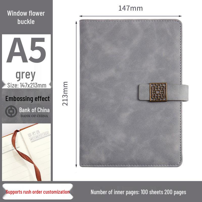 A5 PU Leather Buckle Notebook - Business Office Meeting Record Book (Custom Logo Available)