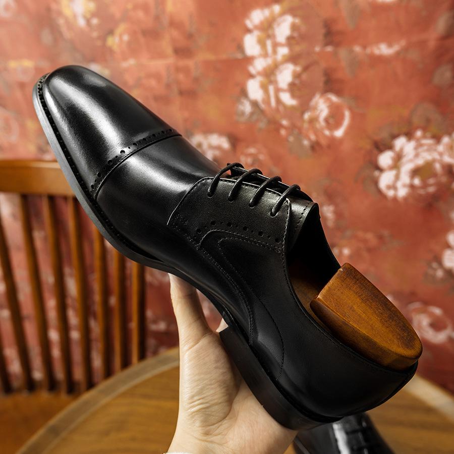Three Joints Engraved Men's Business Dress Leather Shoes Cowhide Shoes Men's Wedding Shoes