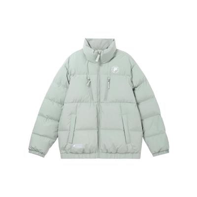 Letter Zipper Stand Collar Long Sleeve Warm Windproof Puffer Jacket Men Outerwear Gray T11M345905F-GY