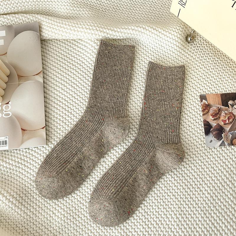 Warm and Thick Woolen Socks for Autumn and Winter, Versatile and Sweet Solid-colored Pile Socks for Women