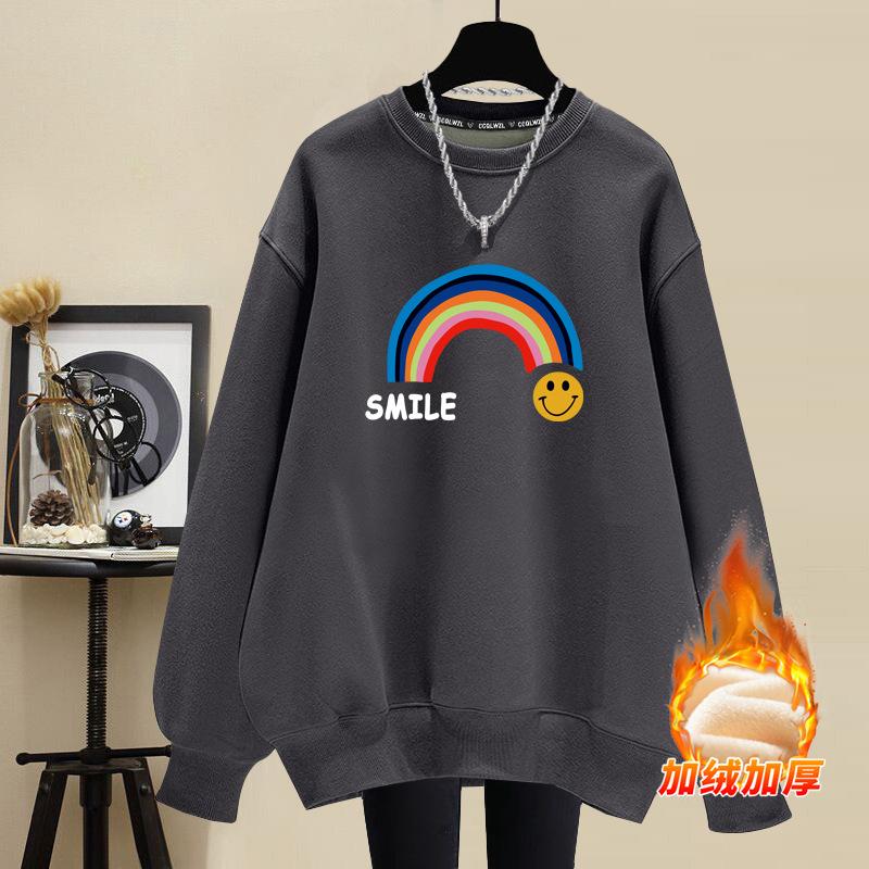 American crew neck sweater female student autumn and winter 2025 new popular Korean lazy wind fleece thickened coat