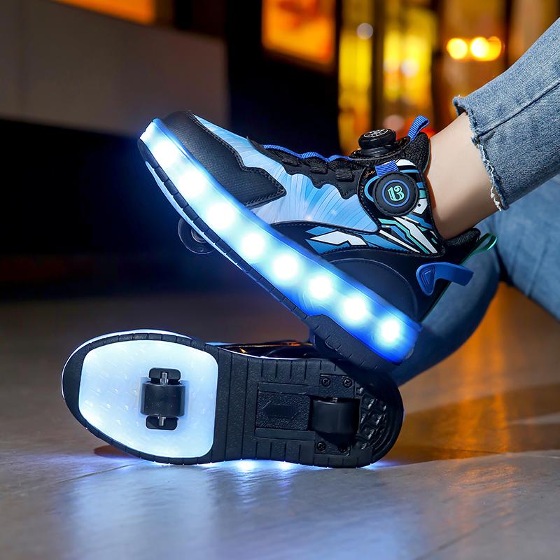 USB LED Light Sneakers for Kids Children Roller Skates Wheels Shoes Glowing Sport Shoes