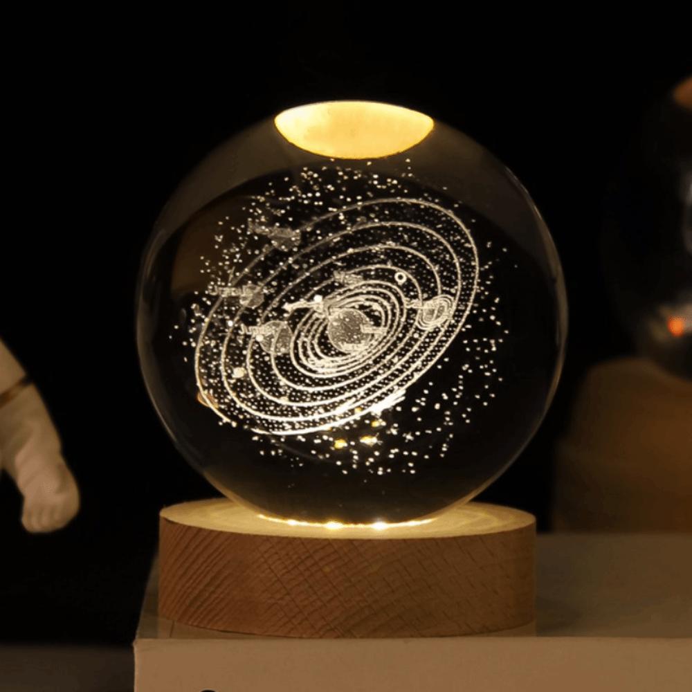 Crafts With LED Stand 3D Crystal Ball Laser Engraved 6cm Universe Gifts Unique 3D Solar System Crystal Ball Night Light