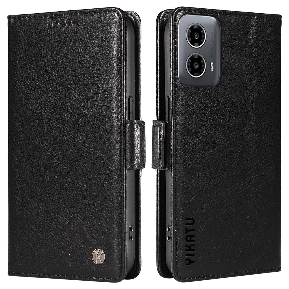

YIKATU YK-007 For Motorola Moto G45 5G/G34 5G Case PU Leather Wallet Protective Phone Cover Black