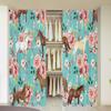 2 pieces, retro elegant floral animal horse curtains -30% blackout - suitable for living room, bedroom, kitchen and home decorat
