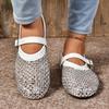 Fashion Women Sandals Mesh Rhinestone Women Ballet Flat Loafers Shoes Summer Luxury Sandals Ladies Round Toe Women Sandals  Womens Shoes